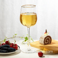 gold rim square ribbed wine glass